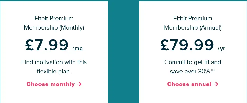 Fitbit premium cost UK