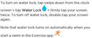 Water Lock on Fitbit